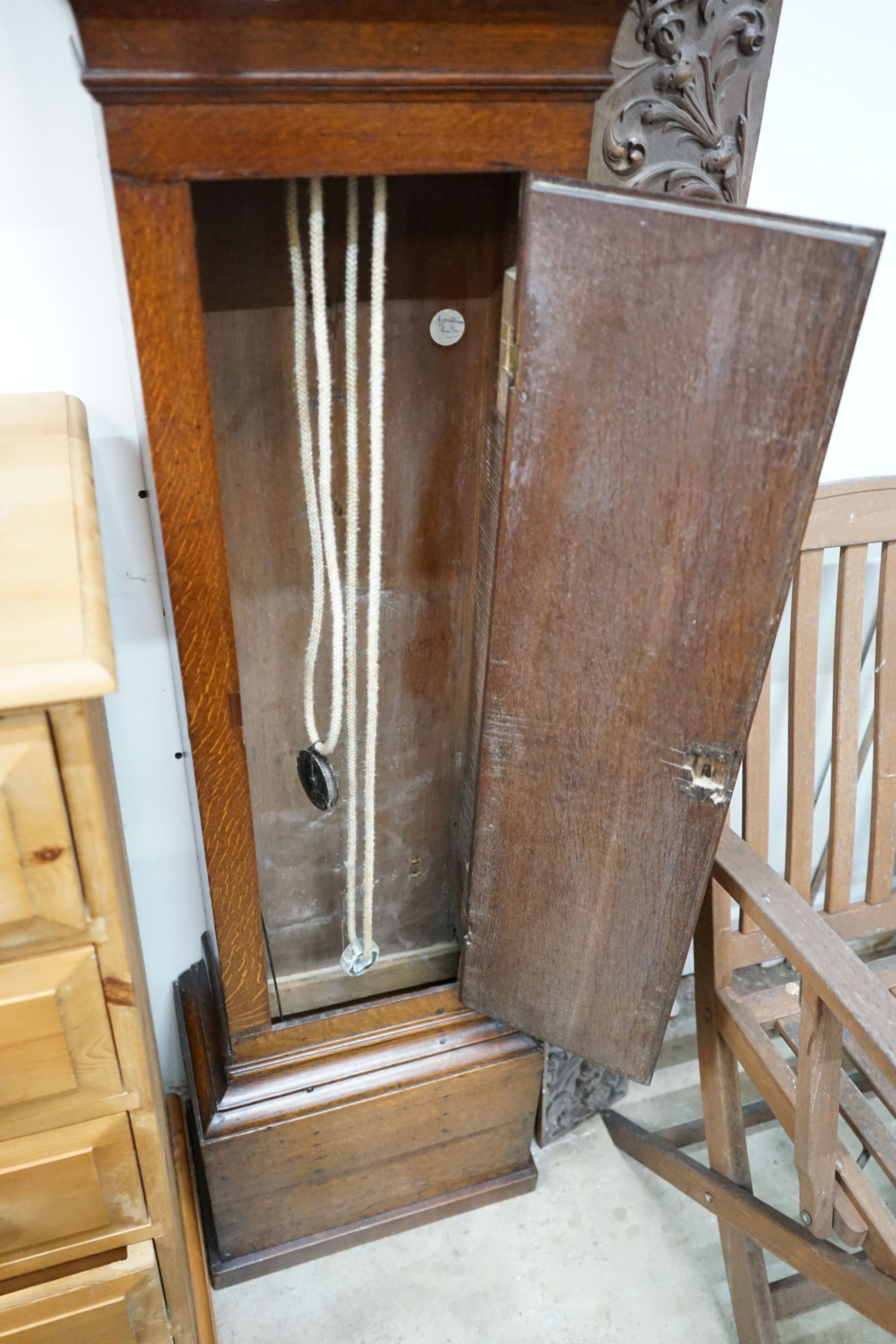 An early 19th century oak 30-hour longcase clock marked Weston, Lewes, height 199cm